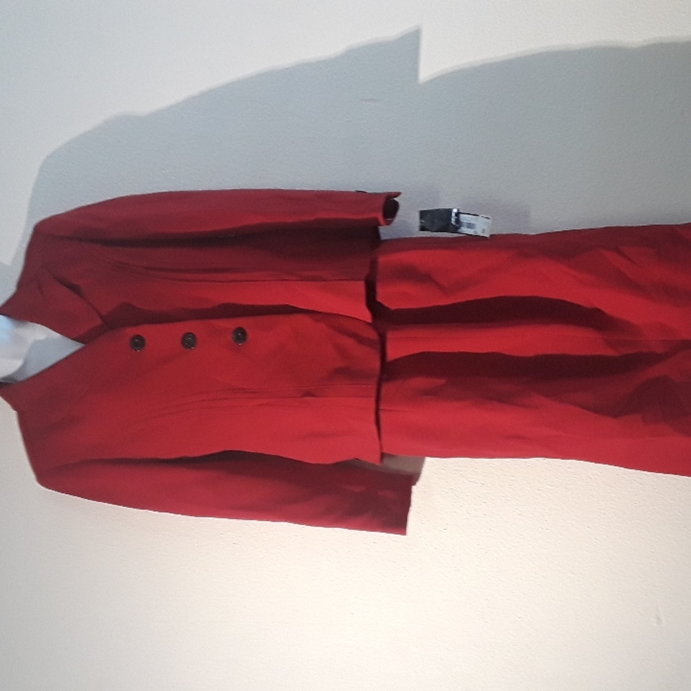 *CDR2 - NEW VTG. 2 PIECE SZ. 10 PETITE KASPAR ASL PETITE RED SKIRT SUIT SET